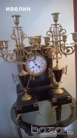 стар каминен часовник със свещници от края на 19 век, снимка 9 - Антикварни и старинни предмети - 20230726