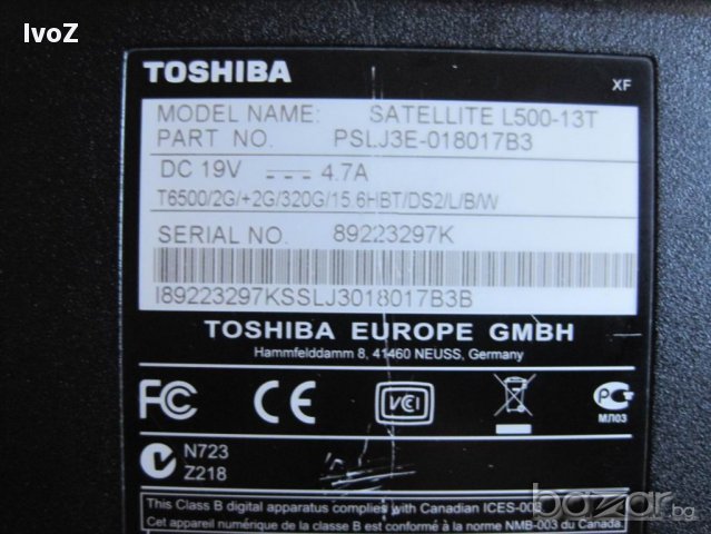 Продавам  лаптоп Toshiba L-500 -на части , снимка 8 - Части за лаптопи - 14454298