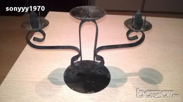 Метален свещник за 3 свещи-25/17/12см-внос швеицария, снимка 7 - Антикварни и старинни предмети - 16143525