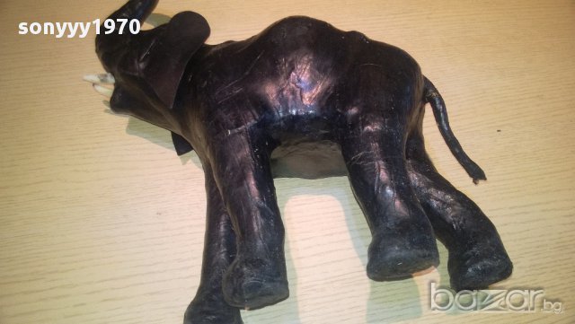 ГОЛЯМ слон 30/34см-черна кожа-ВНОС ШВЕИЦАРИЯ, снимка 3 - Други ценни предмети - 10541265