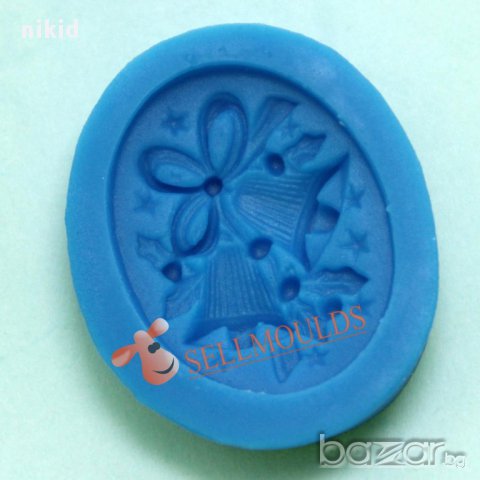 Коледни камбанка камбанки овал силиконов молд форма коледа украса торта фондан, снимка 2 - Форми - 12518716