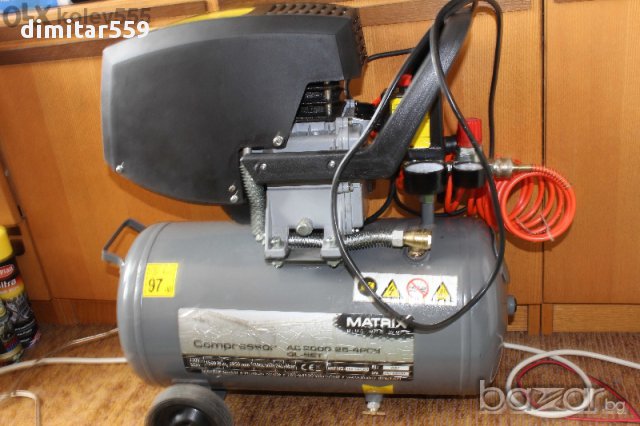 Компресор малък Matrix AC 2000-25 1500W 24L, снимка 6 - Компресори - 8822548