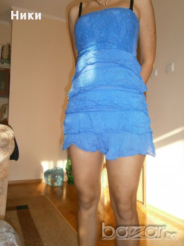 Синя рокля / туника / с воали - ластична ,универсален размер-xs ,s,m, снимка 1 - Рокли - 11083222