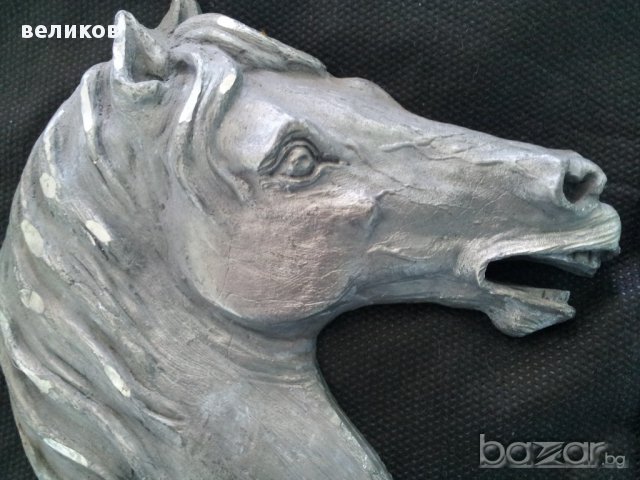 красив масивен плакет цинк конска глава, снимка 2 - Антикварни и старинни предмети - 12452754