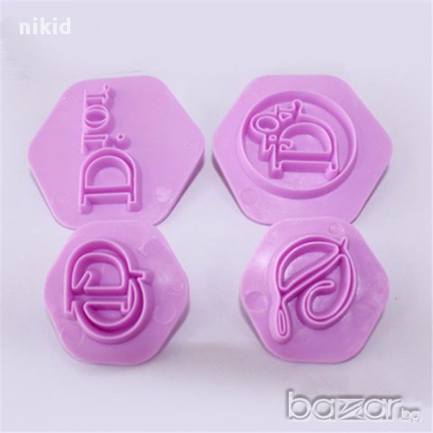 d&g dg dior 4 бр. печати печат форма форми лого емблема диор за украса фондан торта резци 3д с релеф, снимка 2 - Форми - 16994681