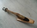 № 897 стар свещник за стена  - височина 48 см   - дървена основа,метален накрайник за свещ , снимка 4