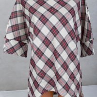 Дамска карирана блуза от памук и лен марка Enny Wear, снимка 2 - Блузи с дълъг ръкав и пуловери - 24502236