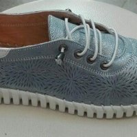 Летни обувки естествена кожа, сини, код 424/ББ1/49, снимка 1 - Дамски ежедневни обувки - 25895779