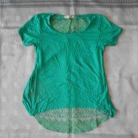 Зелена блуза с дантелен гръб , снимка 11 - Тениски - 18565692