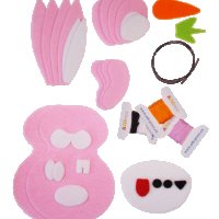 Зайче-розово-комплект за шиене от филц, снимка 4 - Други - 23433792