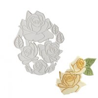 4 релефни контур рози с листа силиконов молд щампа печат форма за торта украса фондан