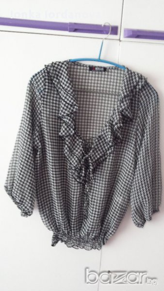Маркова ефирна блуза черно и бяло, размер М-Л, снимка 1
