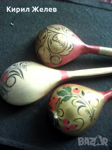 Дървени стари руски лажици 4949 , снимка 3 - Антикварни и старинни предмети - 24043032