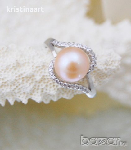 Сребърен безразмерен пръстен с естествени перли , снимка 7 - Пръстени - 20498618