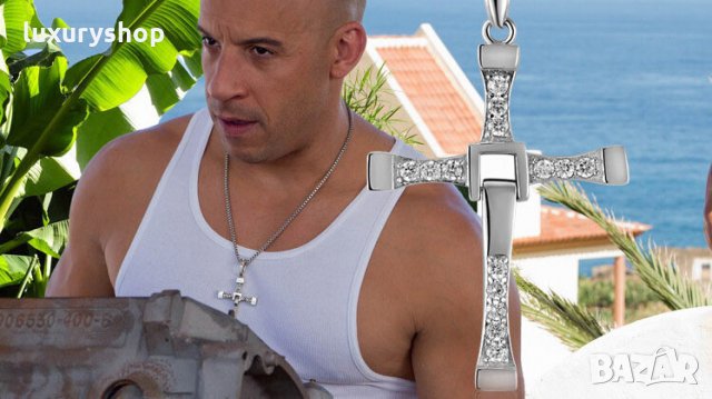 БЕЗПЛАТНА ДОСТАВКА!От филма Бързи и яростни, висулка, Доминик Торето, кръст, мъжки огърлица, синджир, снимка 2 - Колиета, медальони, синджири - 24818967