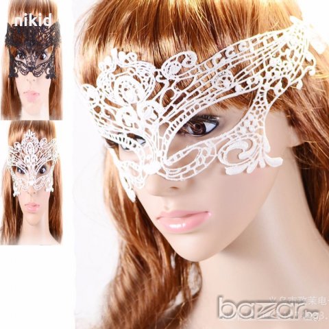 домино бяла дантелена маска дантела за лице очи маскарад парти бал, снимка 2 - Други - 19567623