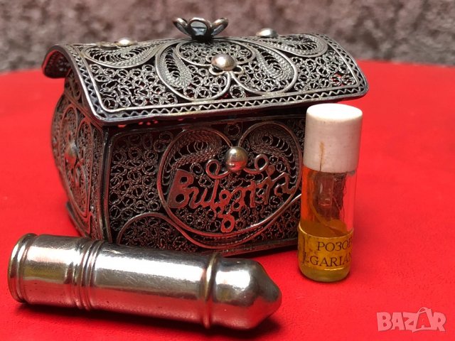 Ампула с розово масло в сребърна филигранна кутийка , снимка 6 - Антикварни и старинни предмети - 24222948