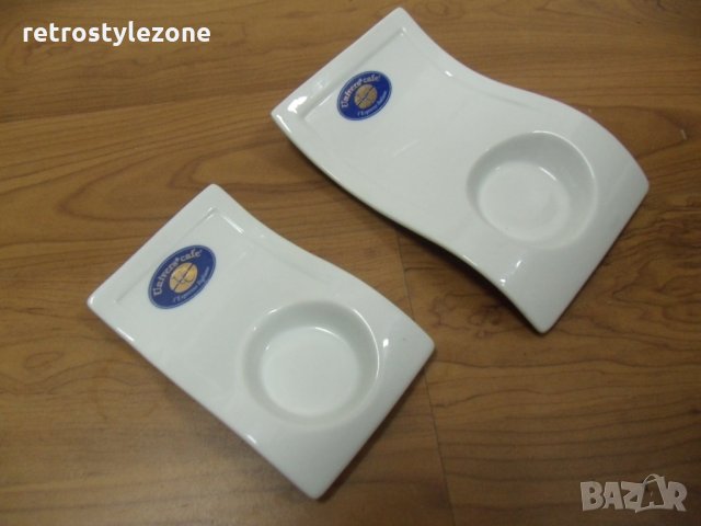 № 2351 две стари порцеланови поставки   - размери 1- 16 / 10 см  , 2 - 13 / 8 см, снимка 2 - Други ценни предмети - 22999341