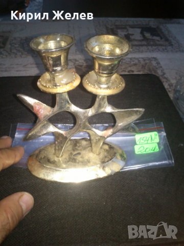 Стар месингов свещник посребрен, снимка 2 - Антикварни и старинни предмети - 23200015