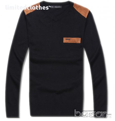 DSQUARED D2 VELOUR PATCH METAL LOGO Мъжка Блуза тип Пуловер size S, снимка 2 - Пуловери - 8887317