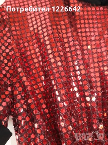 Червена пайетена рокля, снимка 5 - Рокли - 21554014