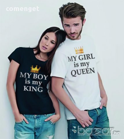 ЗА ВЛЮБЕНИ! MY KING & MY QUEEN LOVE тениски! Поръчай модел с ТВОЯ ИДЕЯ!, снимка 2 - Тениски - 14228332