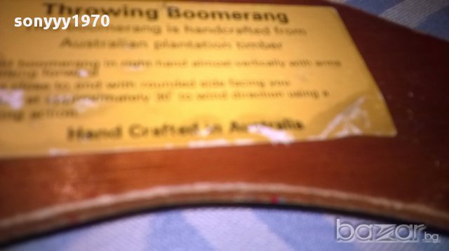 Throuwing boomerang hand crafted in australia-35/5см-внос швеицария, снимка 12 - Антикварни и старинни предмети - 15649362