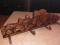 дървена закачалка с дърворезба-внос швеицария-42х13х8см, снимка 12