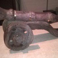 оръдие-топ-дърво и месинг-52х27х25см-внос швеицария, снимка 8 - Антикварни и старинни предмети - 23741780