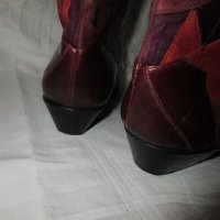 ЕСТЕСТВЕНА КОЖА италиански високи ботуши, цвят бордо, бохо стил, снимка 4 - Дамски ботуши - 20693878