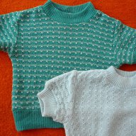 Две блузки, машинно плетени с къс ръкав за 1-2 годинки, снимка 3 - Бебешки блузки - 15828035