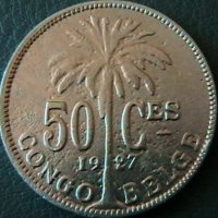 50 сантима 1927, Белгийско Конго, снимка 1 - Нумизматика и бонистика - 21203674