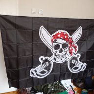 Пиратско знаме флаг пират кораб корсар череп две саби пирати, снимка 2 - Други ценни предмети - 16801322