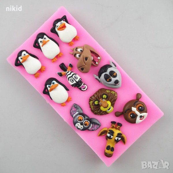 Madagascar Животни Пингвини от Мадагаскар голям силиконов молд форма украса торта фондан шоколад, снимка 1