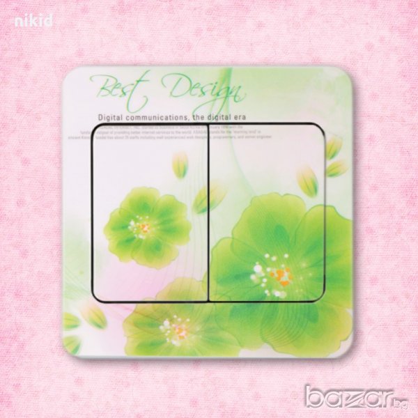 Зелени фунийки стикер за контакт ключ на лампа копчето, снимка 1