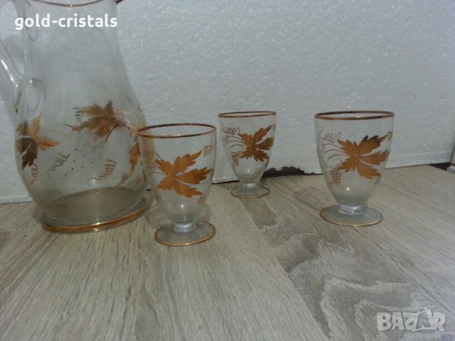 Ретро стъклени  чаши и кана , снимка 6 - Антикварни и старинни предмети - 22743899