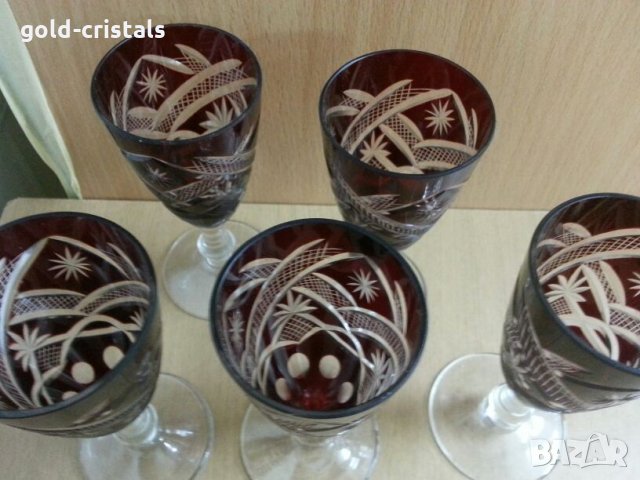 Сервиз кристални чаши цветен кристал , снимка 7 - Антикварни и старинни предмети - 24686579