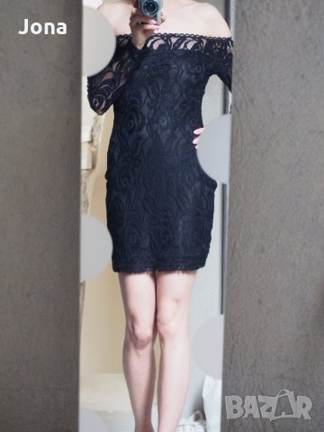 Малка черна рокля с голи рамене , снимка 7 - Рокли - 25556560