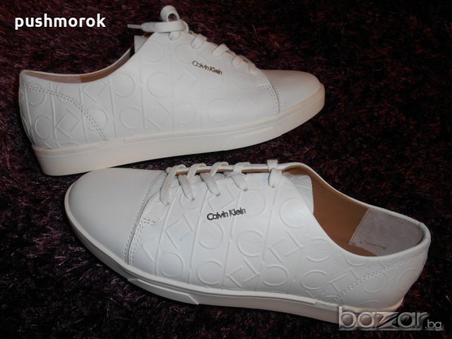 Calvin Klein Women's Imilia Nappa Leather Low-Top Sneakers, White , снимка 9 - Дамски ежедневни обувки - 19446914