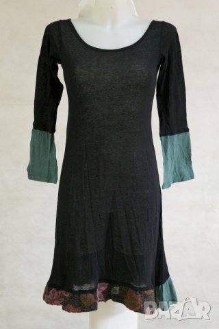 Екстравагантна тъмнокафява рокля от две части на цветя марка Ian Mosh - S, снимка 5 - Рокли - 22732154