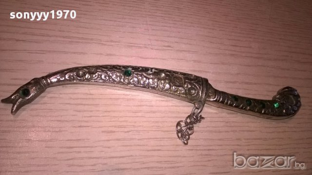 Turkiye-нож с кания-метални-19см-внос швеицария, снимка 10 - Антикварни и старинни предмети - 15882661