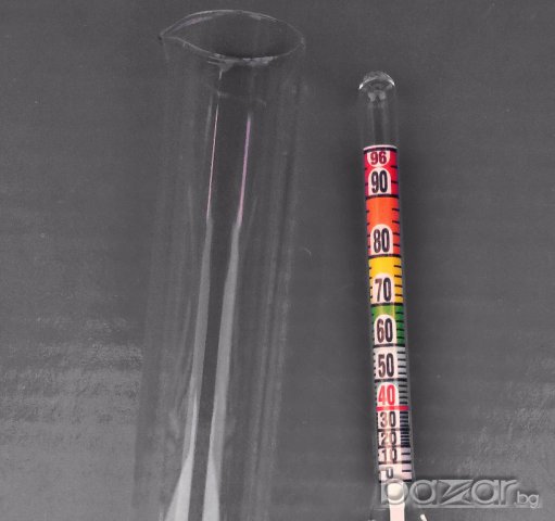 Спиртомер украински с колба малък, с  таблица и  твърда предпазна опаковка , снимка 2 - Други - 15463550