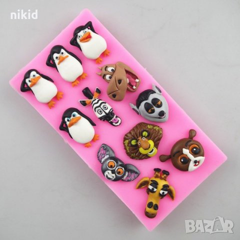 Madagascar Животни Пингвини от Мадагаскар голям силиконов молд форма украса торта фондан шоколад