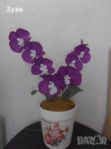 Цветя от хартия-орхидея, снимка 10 - Изкуствени цветя - 24675846