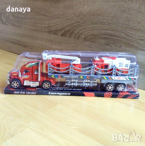 Детски автовоз с две пожарни играчка за момче 43см, снимка 5 - Коли, камиони, мотори, писти - 23576715