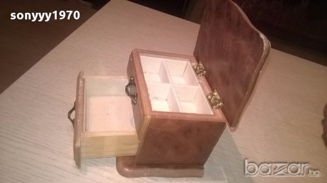Ретро кутия за бижута-14х10х9см-внос швеицария, снимка 10 - Антикварни и старинни предмети - 16798699