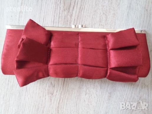 Клъч, тип портмоне-официална бална дамска чанта, бордо , снимка 1