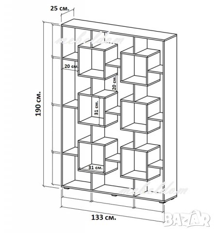 Етажерка,стелаж,библиотека(код-0506), снимка 3 - Секции и витрини - 24319434