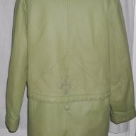 Дамско зелено манто с декорация от бродерии / естествена кожа / голям размер , снимка 4 - Палта, манта - 17282190