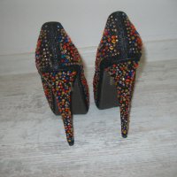 Обувки с висок ток и шарени камъчета , снимка 6 - Дамски обувки на ток - 19459447